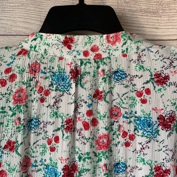 The Vermont Country Store White Floral Blouse 3/4th Sleeves Size Large - Picture 10 of 16